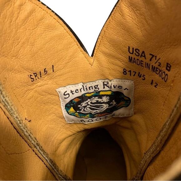 Sterling River SR151 Western Cowboy Boots Black Brown Leather 7.5B Women - Picture 7 of 7